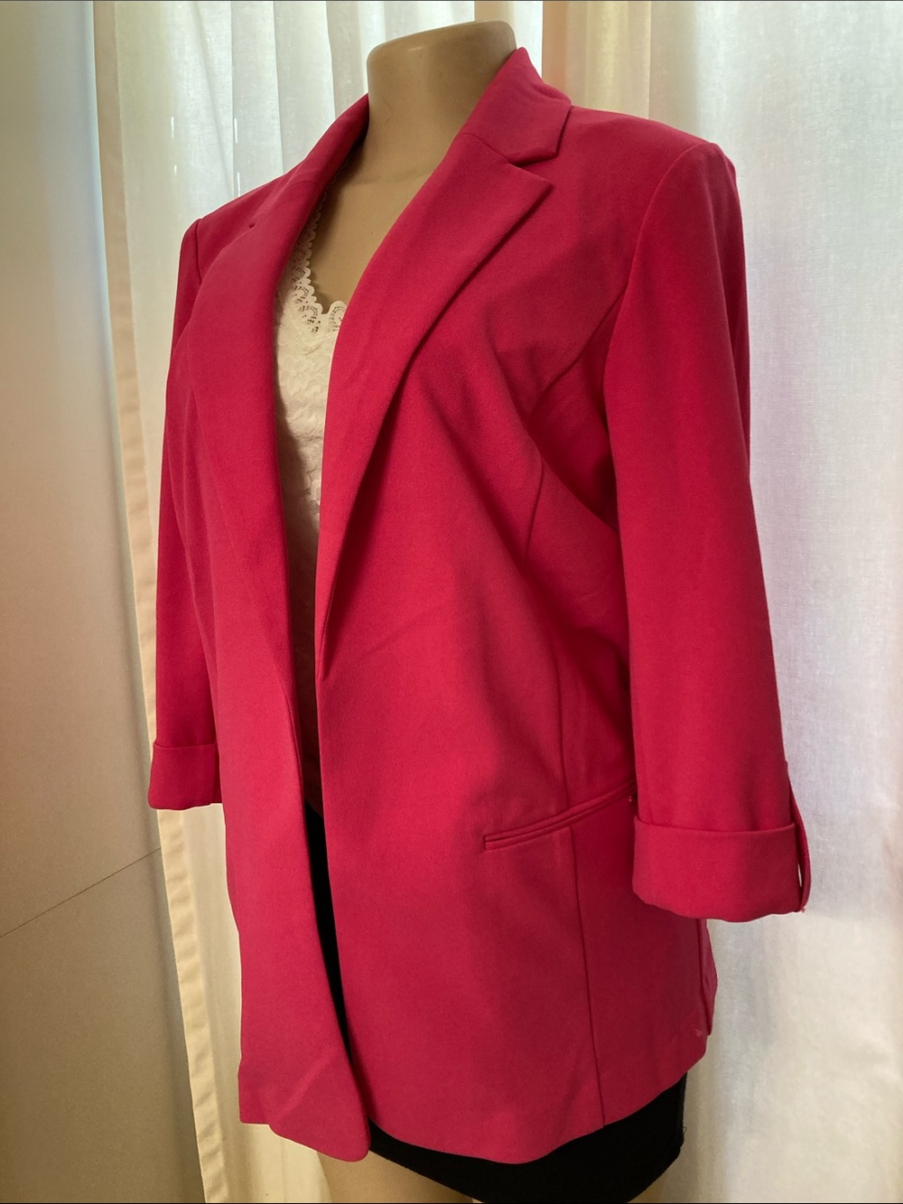 Anne Klein Hot Pink Open-Front Blazer - Picture 2 of 7